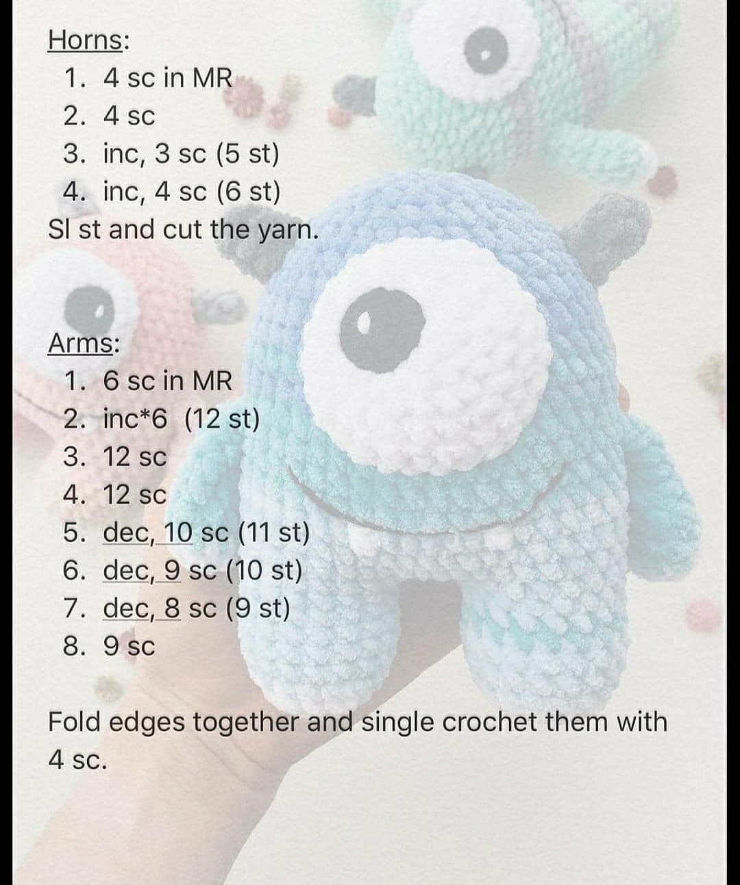 Pink one-eyed monster crochet pattern