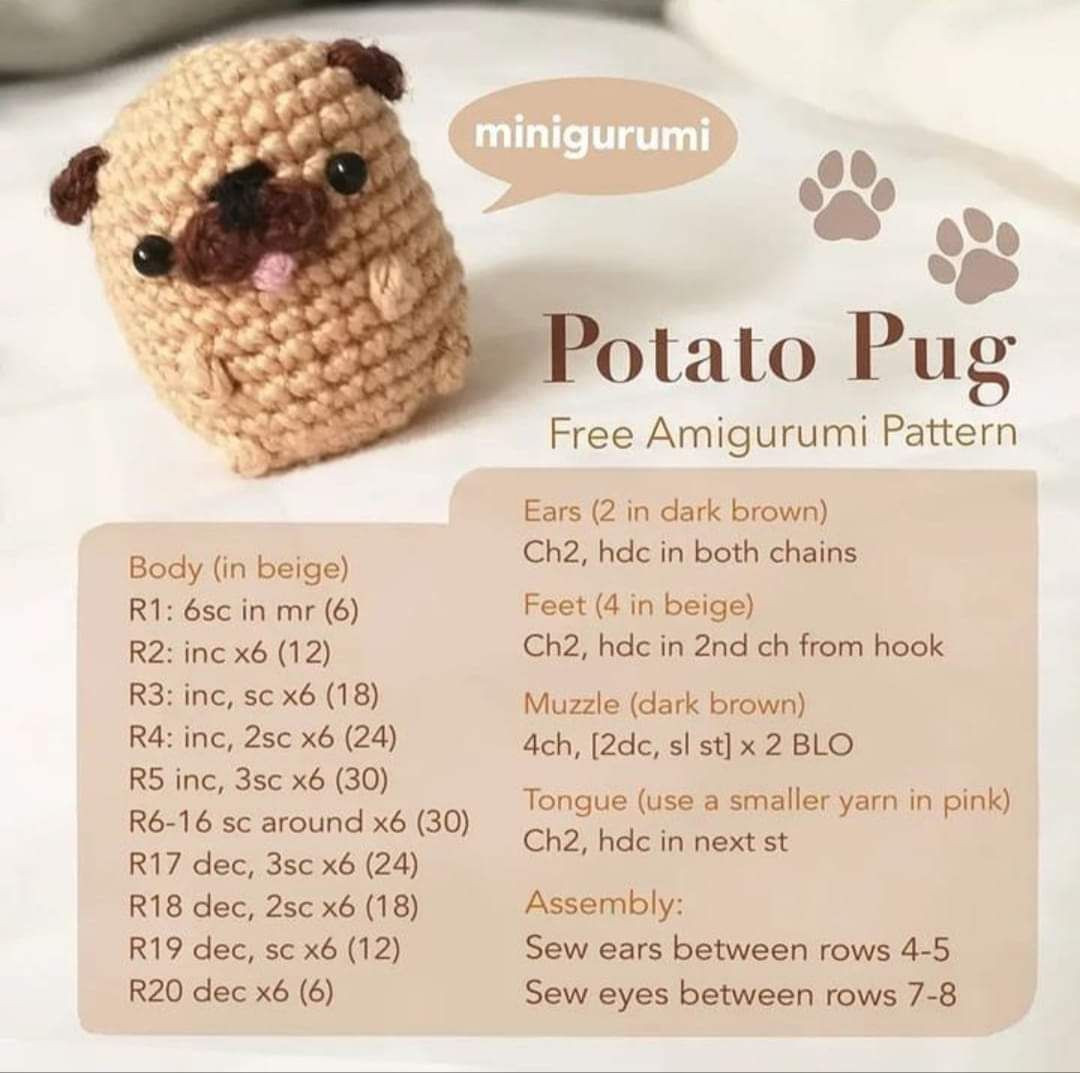 potato pug free pattern