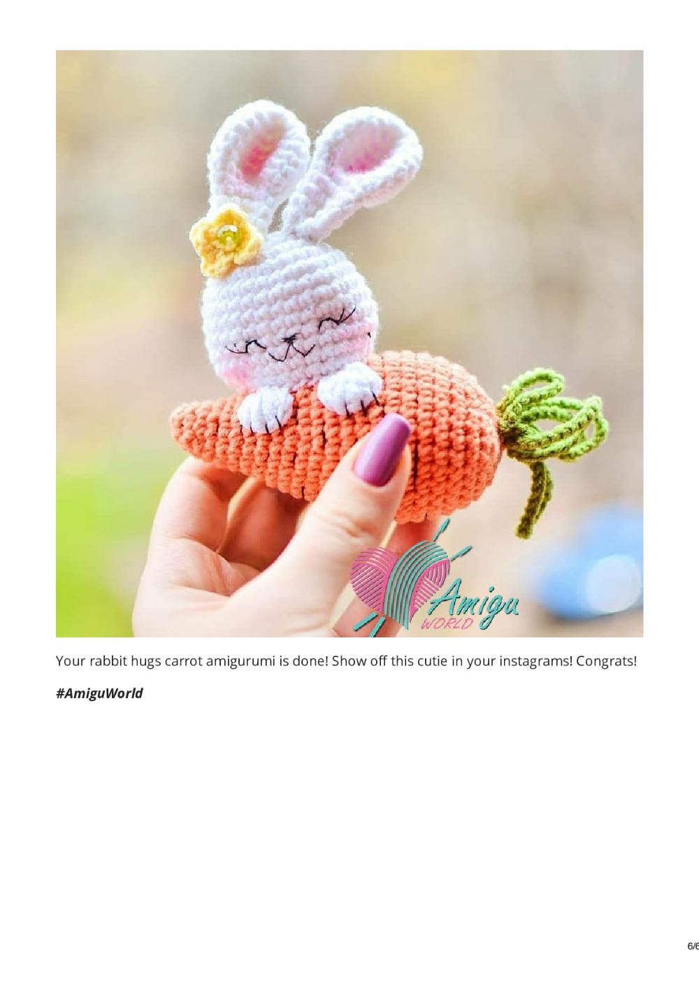Rabbit hugs carrot amigurumi crochet