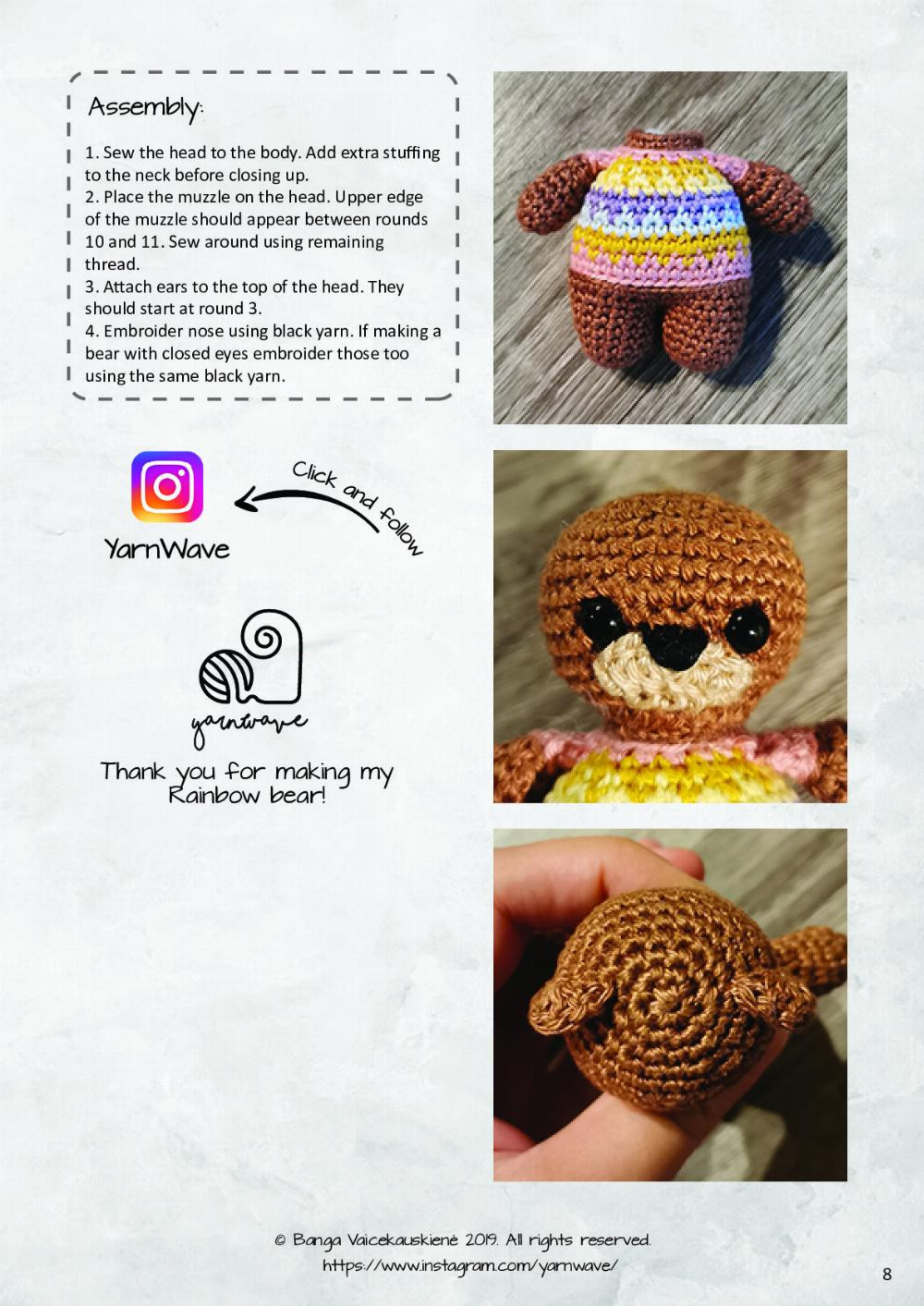 Rainbow Teddy amigurumi pattern