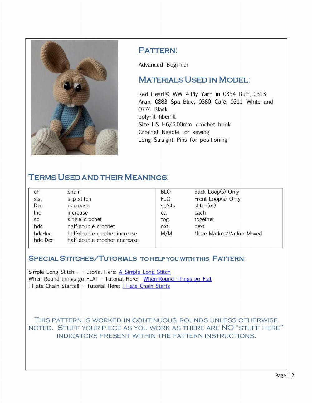 Ralstyn the Rabbit crochet pattern