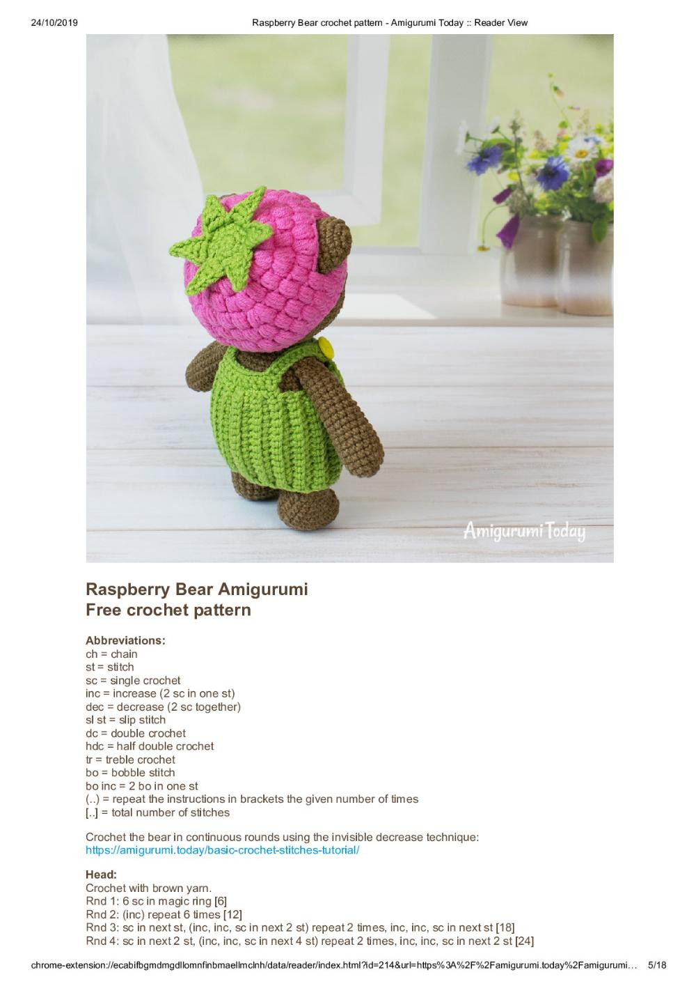 Raspberry Bear crochet pattern