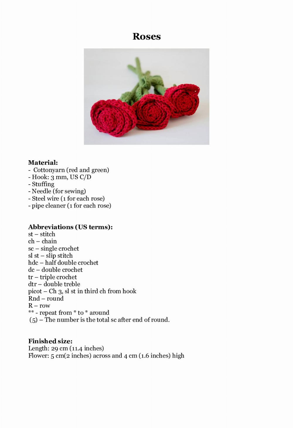 red Roses crochet pattern