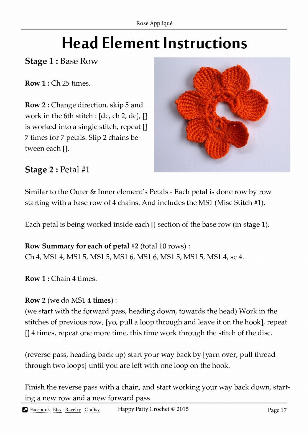 Rose Appliqué crochet pattern