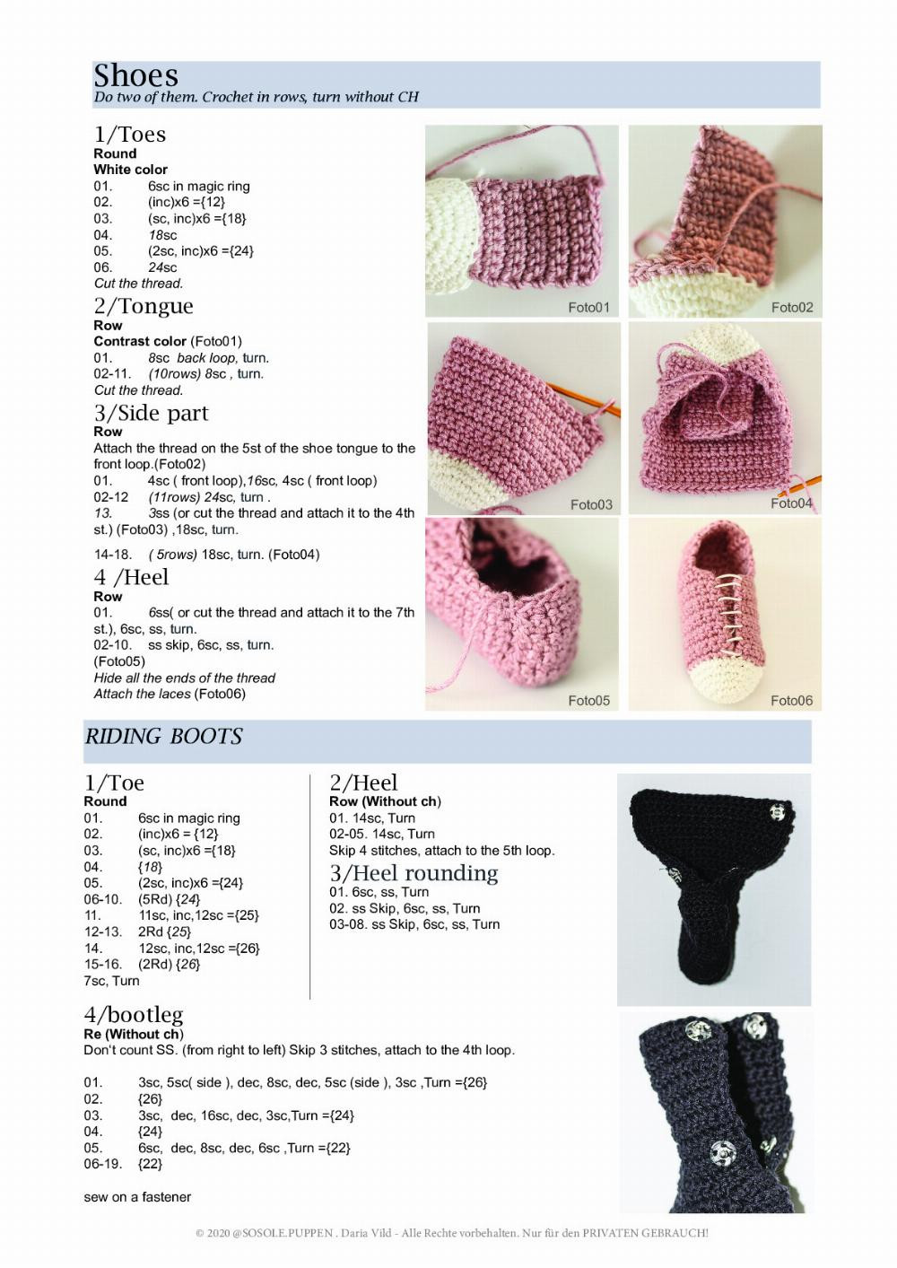Shoes crochet pattern