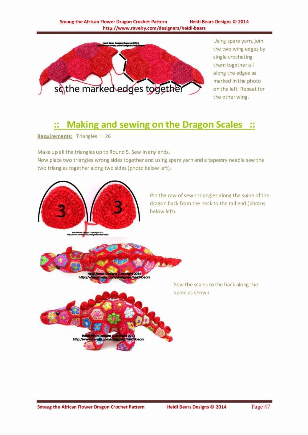 Smaug the African Flower Dragon Crochet Pattern