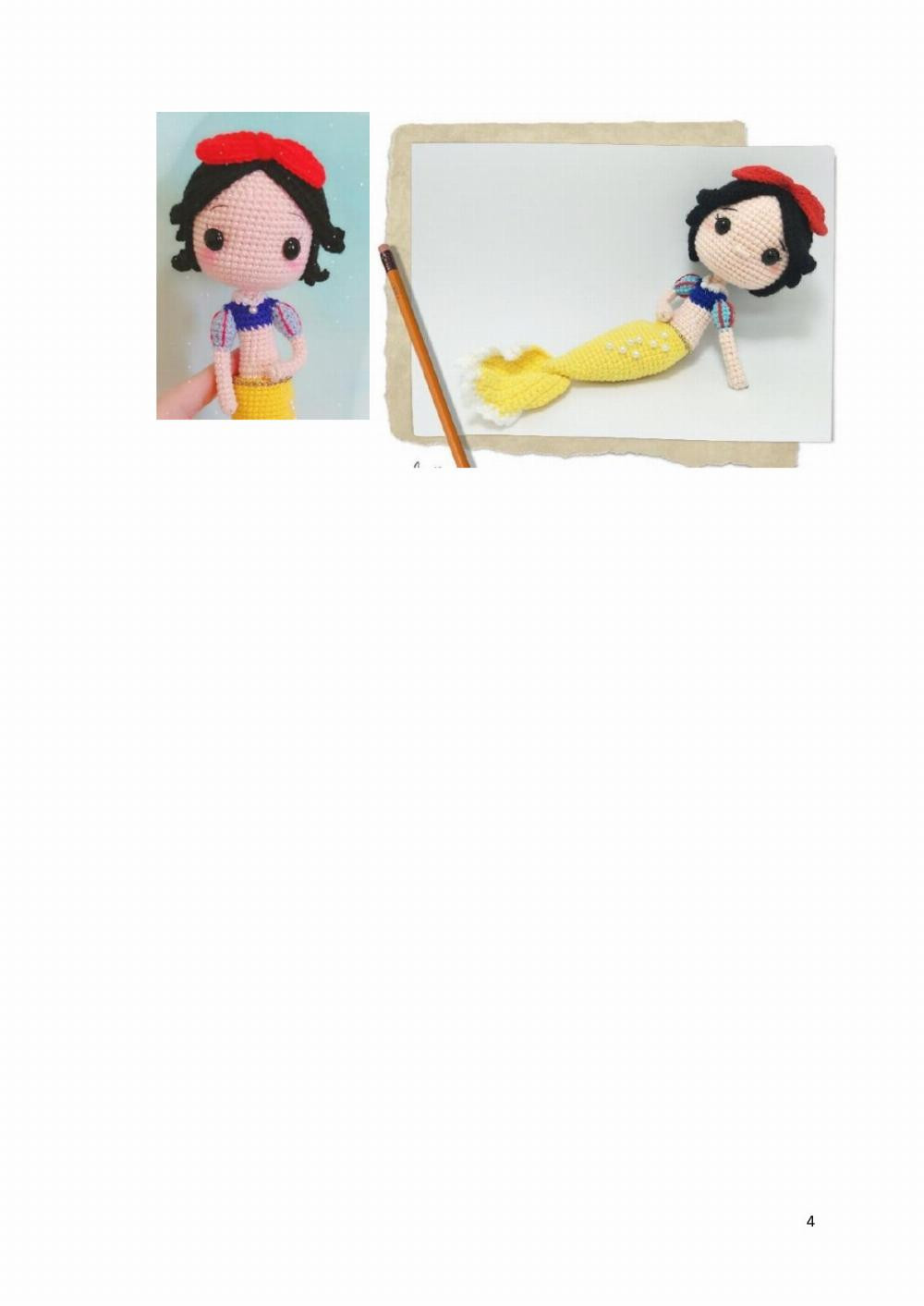 Snow white with a red bow crochet pattern