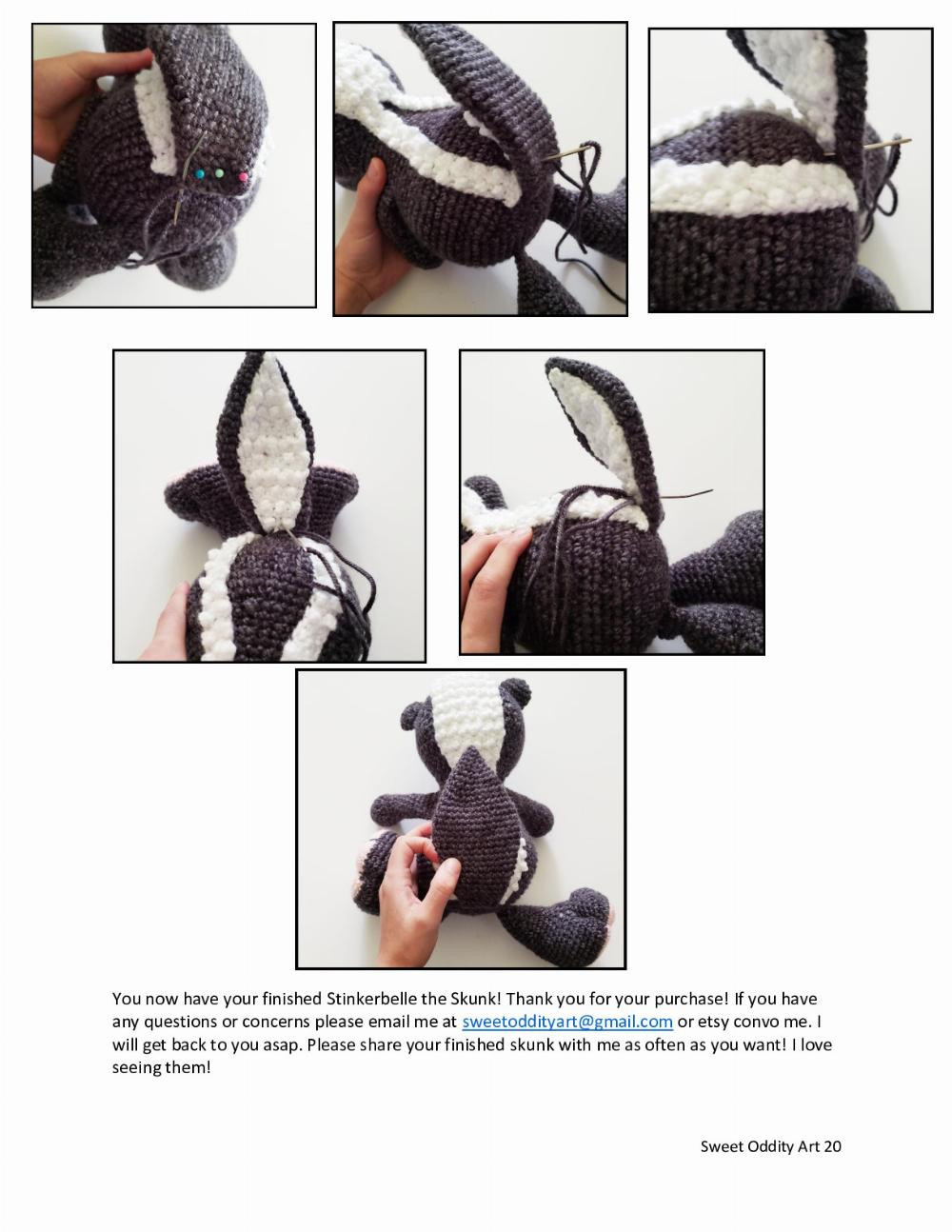 Stinkerbelle the Skunk Crochet Pattern