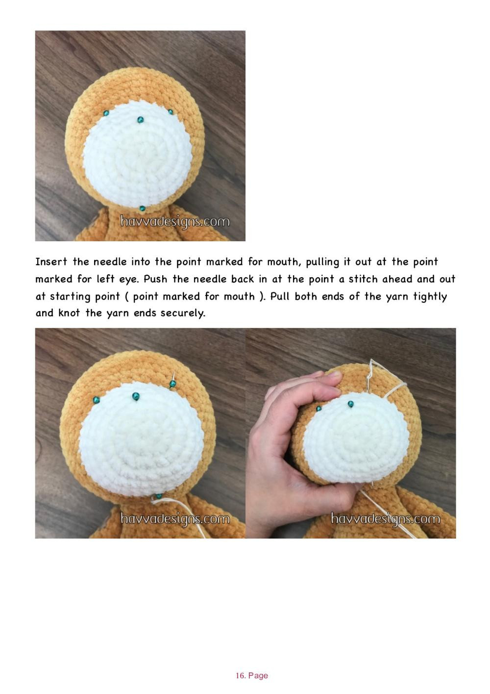 Teddy Bear white muzzle crochet pattern