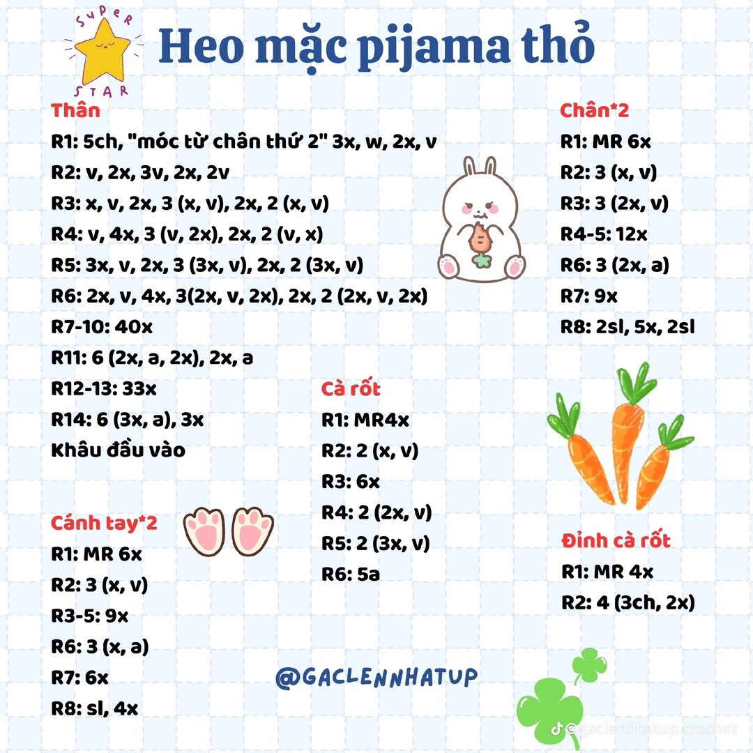 Tổng hợp 12 chart móc đơn giản: Chart móc chim cánh cụt, bé bunny mochi (đầu thỏ) mũ heo nghiêm nghị, mũ dâu tây và ngôi sao, mũ sinh nhật con hổ, mèo bánh bao, rồng đeo yếm, heo mặc pijama thỏ, mini girl, hoa móc khóa, totoro, ghim cài áo, mũ thỏ mini.