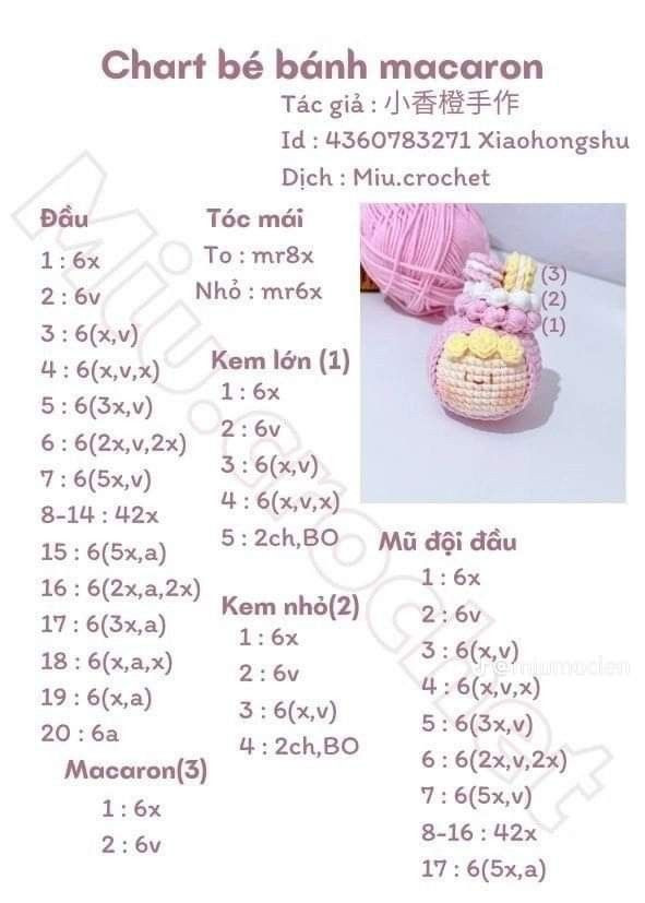 tổng hợp 4 chart đơn giản. chart 4 bánh khoai môn, chart bé bánh macaron, hamburber cún, bánh ngọt mini