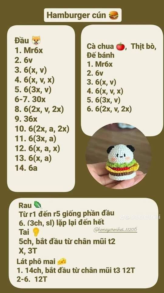 tổng hợp 4 chart đơn giản. chart 4 bánh khoai môn, chart bé bánh macaron, hamburber cún, bánh ngọt mini