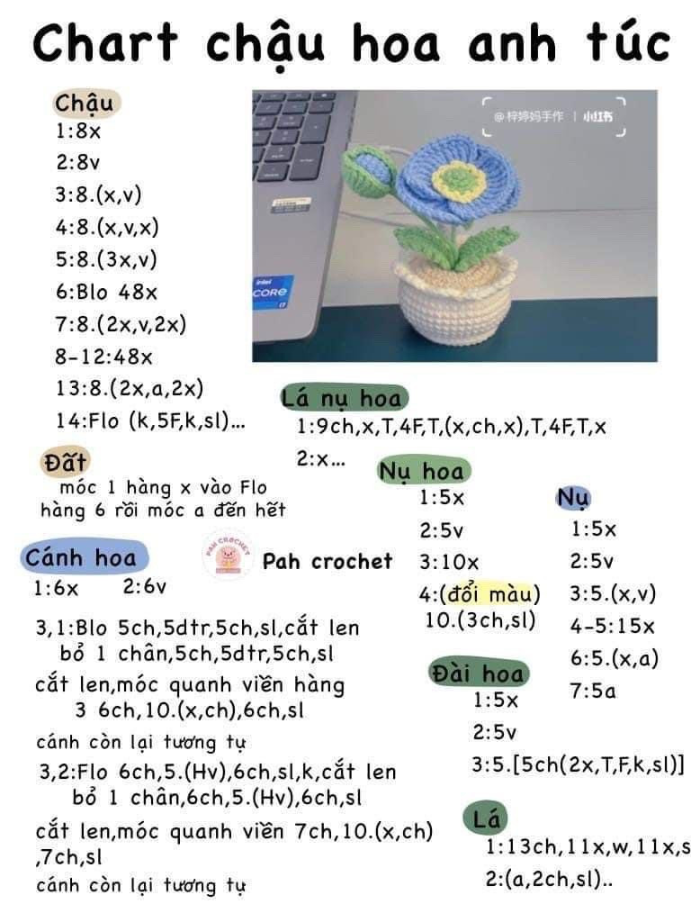 Tổng hợp 4 chart móc chậu hoa