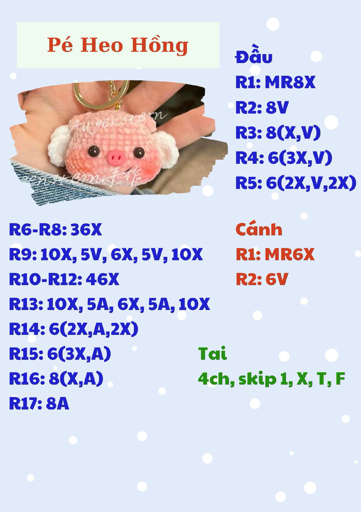 Tổng hợp 4 chart móc đơn giản cho người mới bắt đầu, ziên thuốc hồi chinh, pé heo hồng, gà nhỏ, heo nhỏ