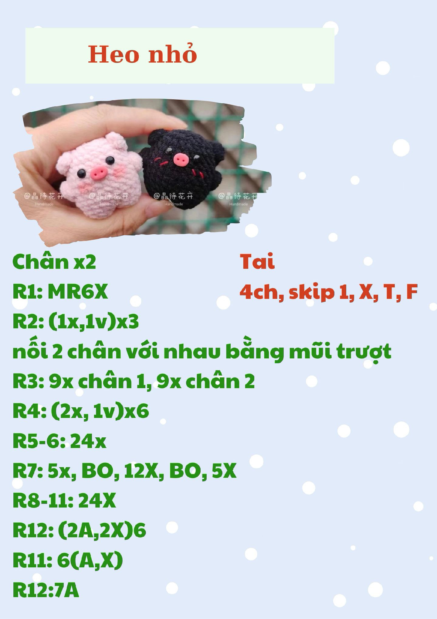 Tổng hợp 4 chart móc đơn giản cho người mới bắt đầu, ziên thuốc hồi chinh, pé heo hồng, gà nhỏ, heo nhỏ