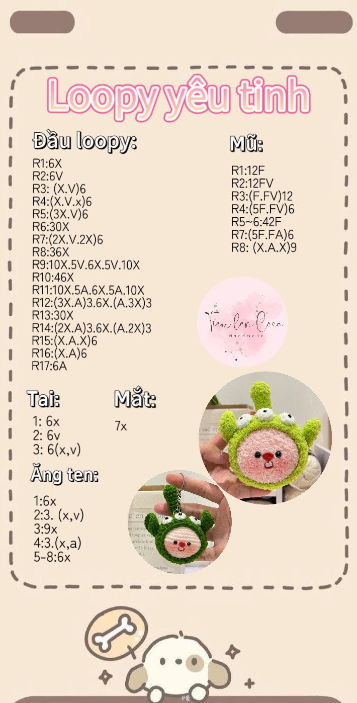 Tổng hợp 8 chart loopy: loopy cá hề, Loopy đầu gấu, Loopy melody, Loopy gấu nâu, loopy pochacco, loopy thỏ trắng, loopy táo, loopy yêu tinh.