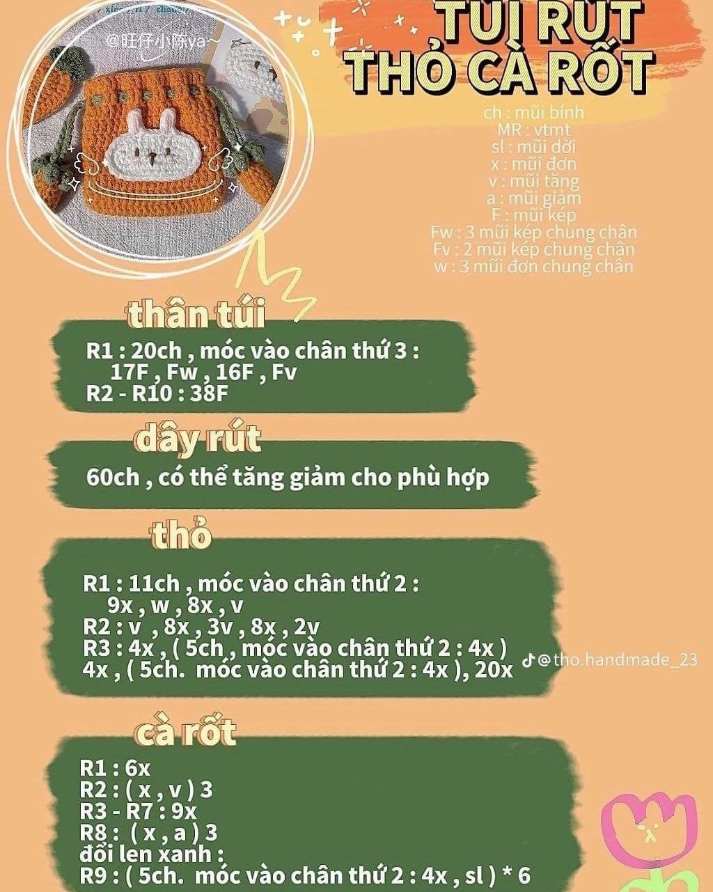 Tổng hợp chart túi rút, Túi rút vẹt bebe, túi rút thỏ cà rốt, túi rút trang trí thỏ, túi rút pompompurin, túi rút kuromi, túi rút melody, túi rút pochacco.