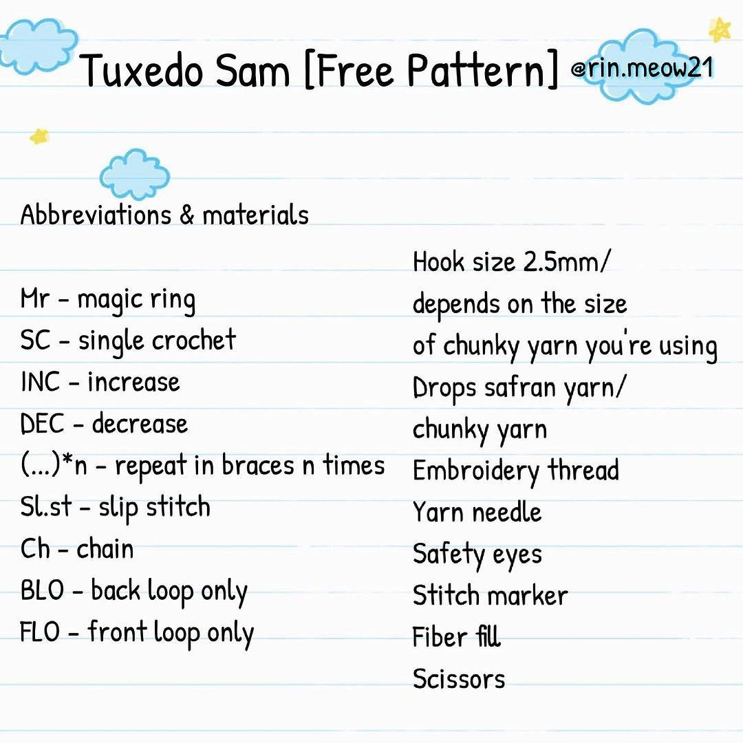 tuxedo sam free crochet pattern