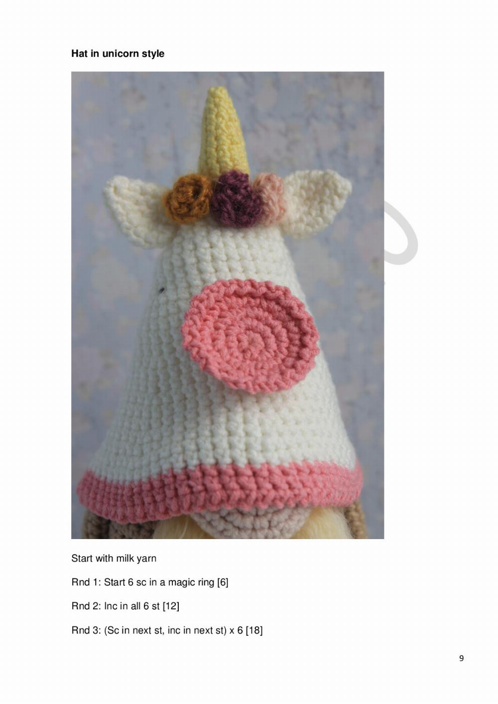 Unicorn gnome and toy pattern
