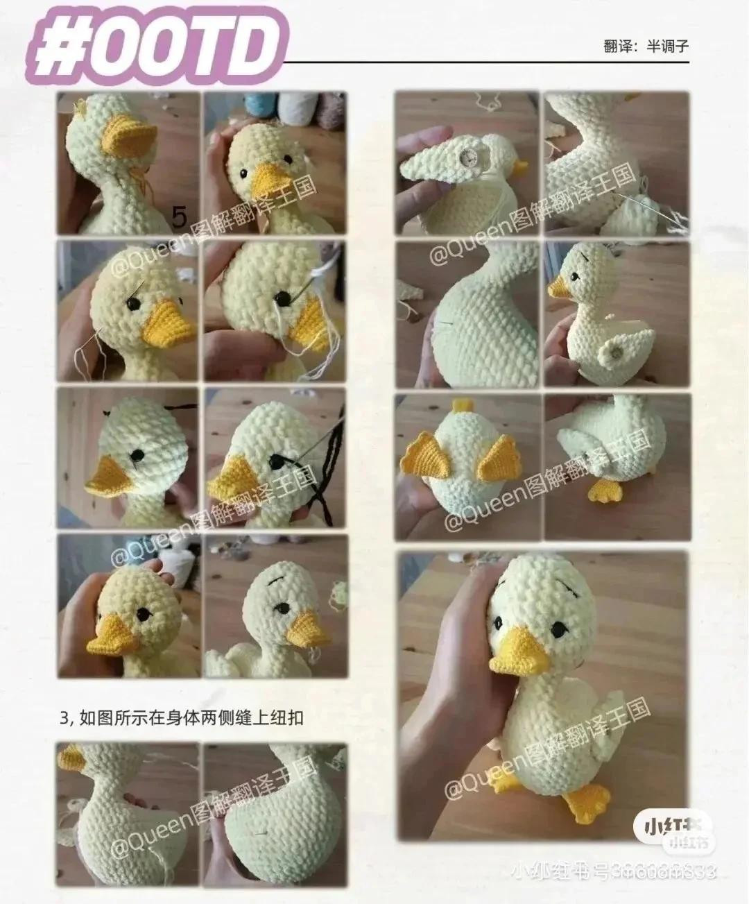 Yellow duck crochet pattern with yellow bow.