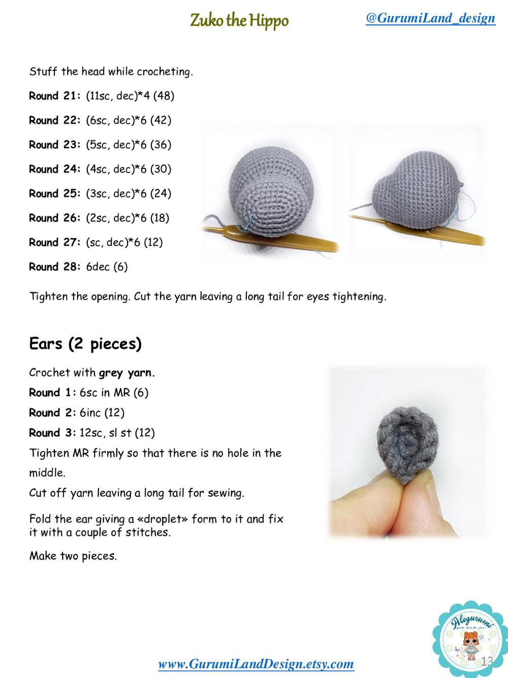 Zuko the Hippo Crochet pattern