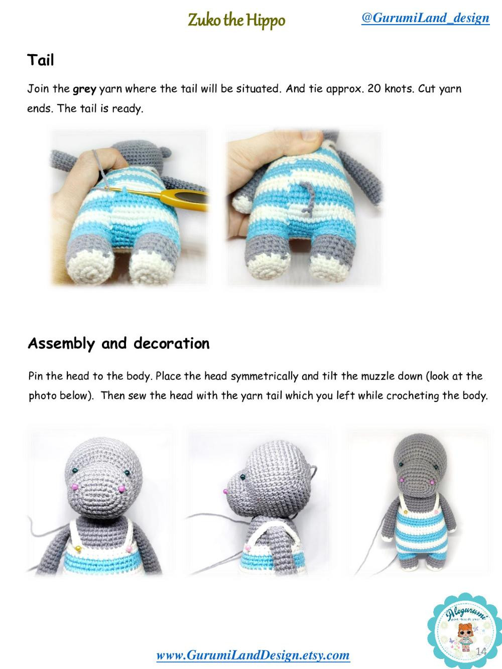 Zuko the Hippo Crochet pattern