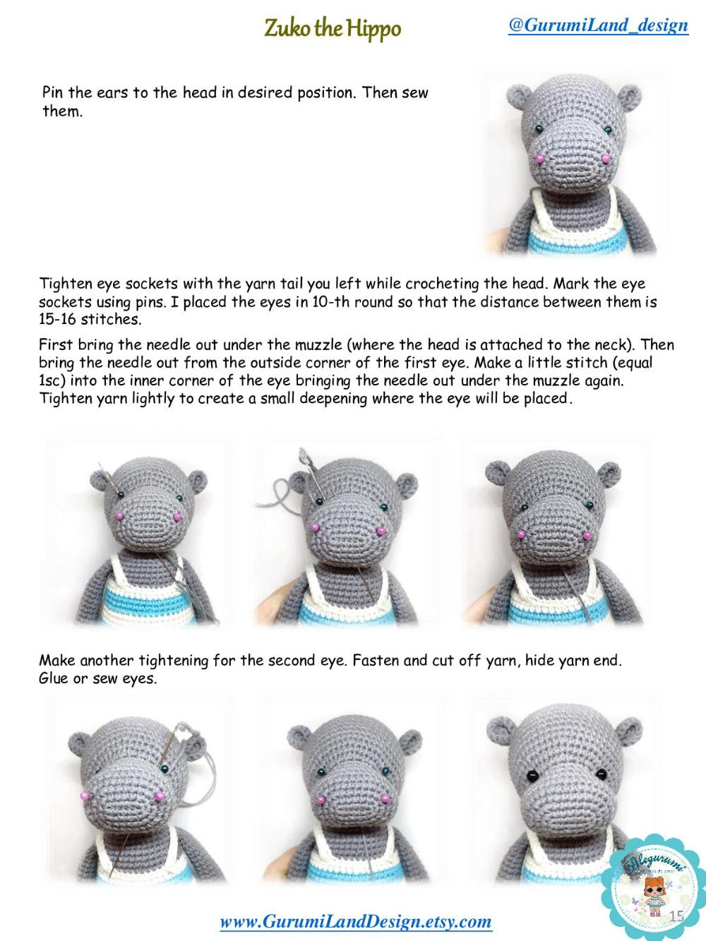 Zuko the Hippo Crochet pattern