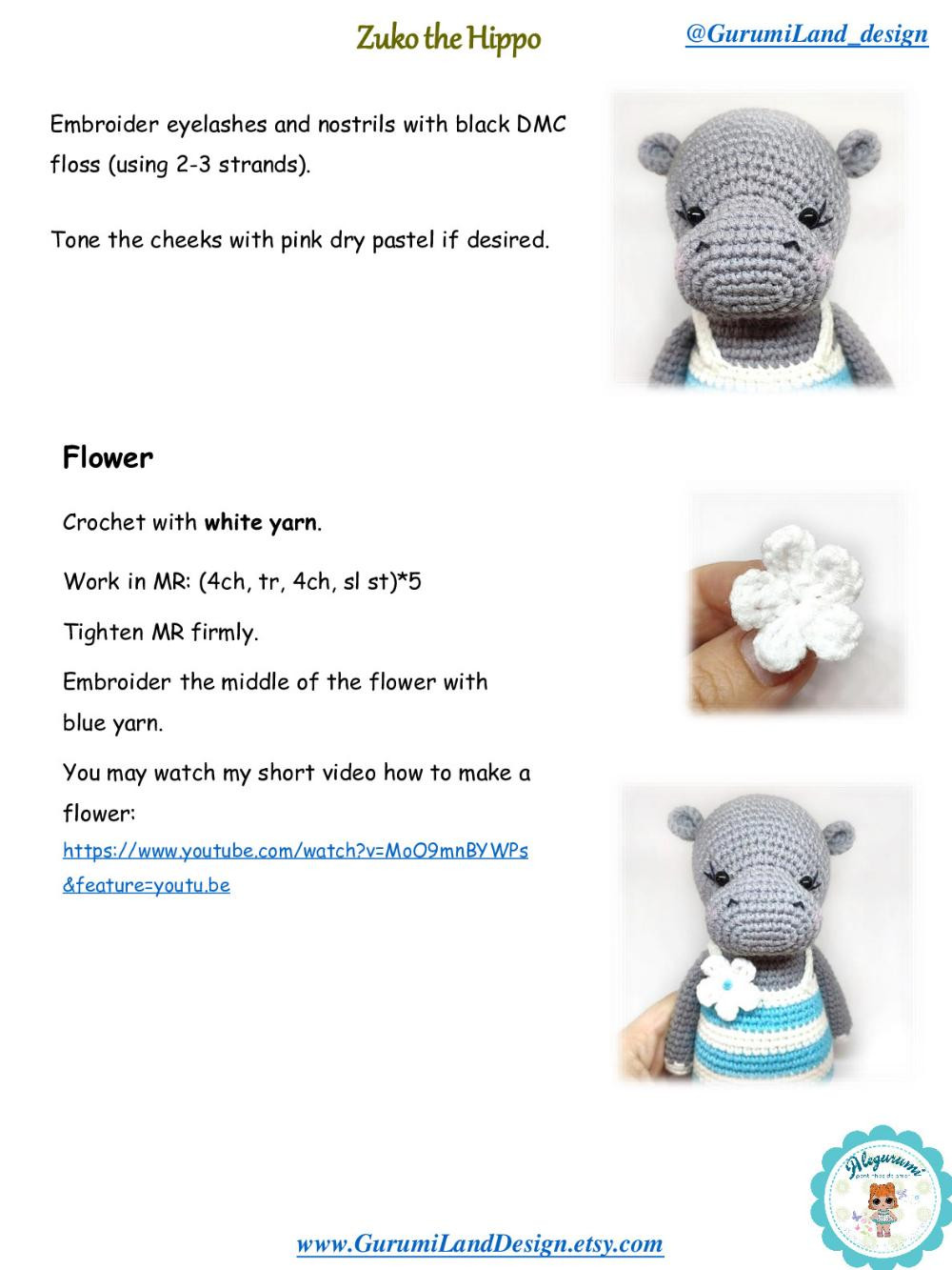 Zuko the Hippo Crochet pattern