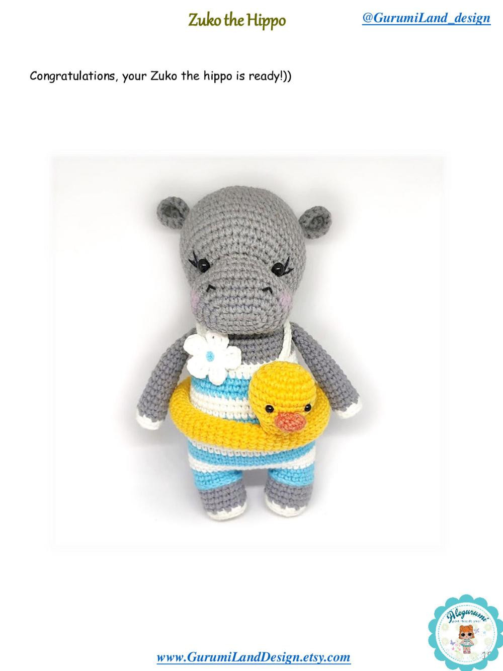 Zuko the Hippo Crochet pattern