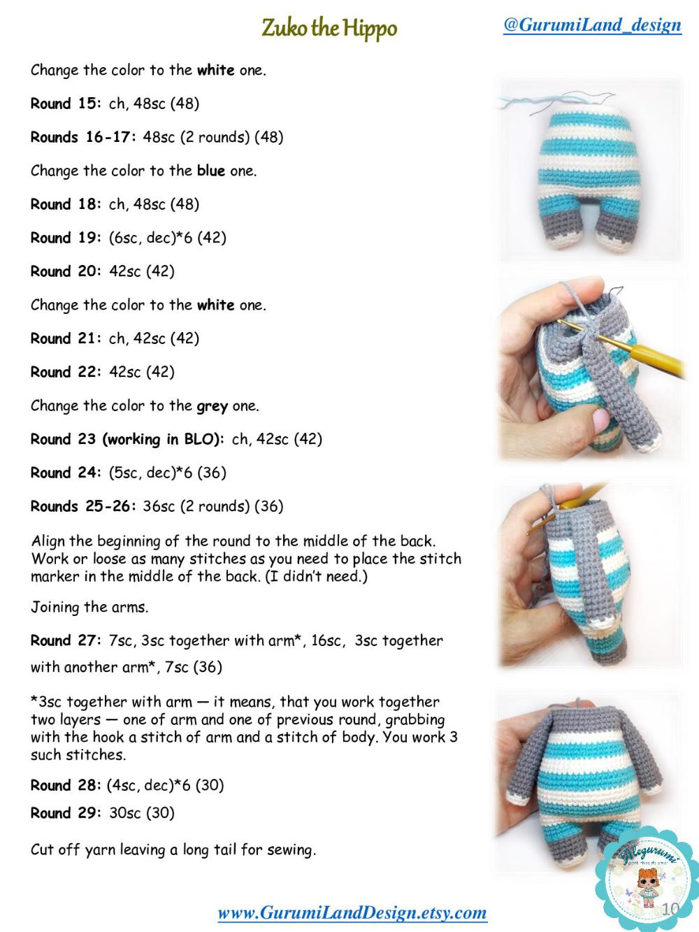 Zuko the Hippo Crochet pattern