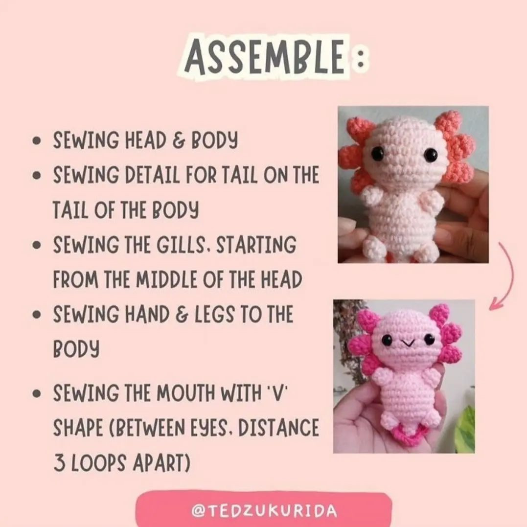 Amigurumi Axolotl 🤩 crochet pattern