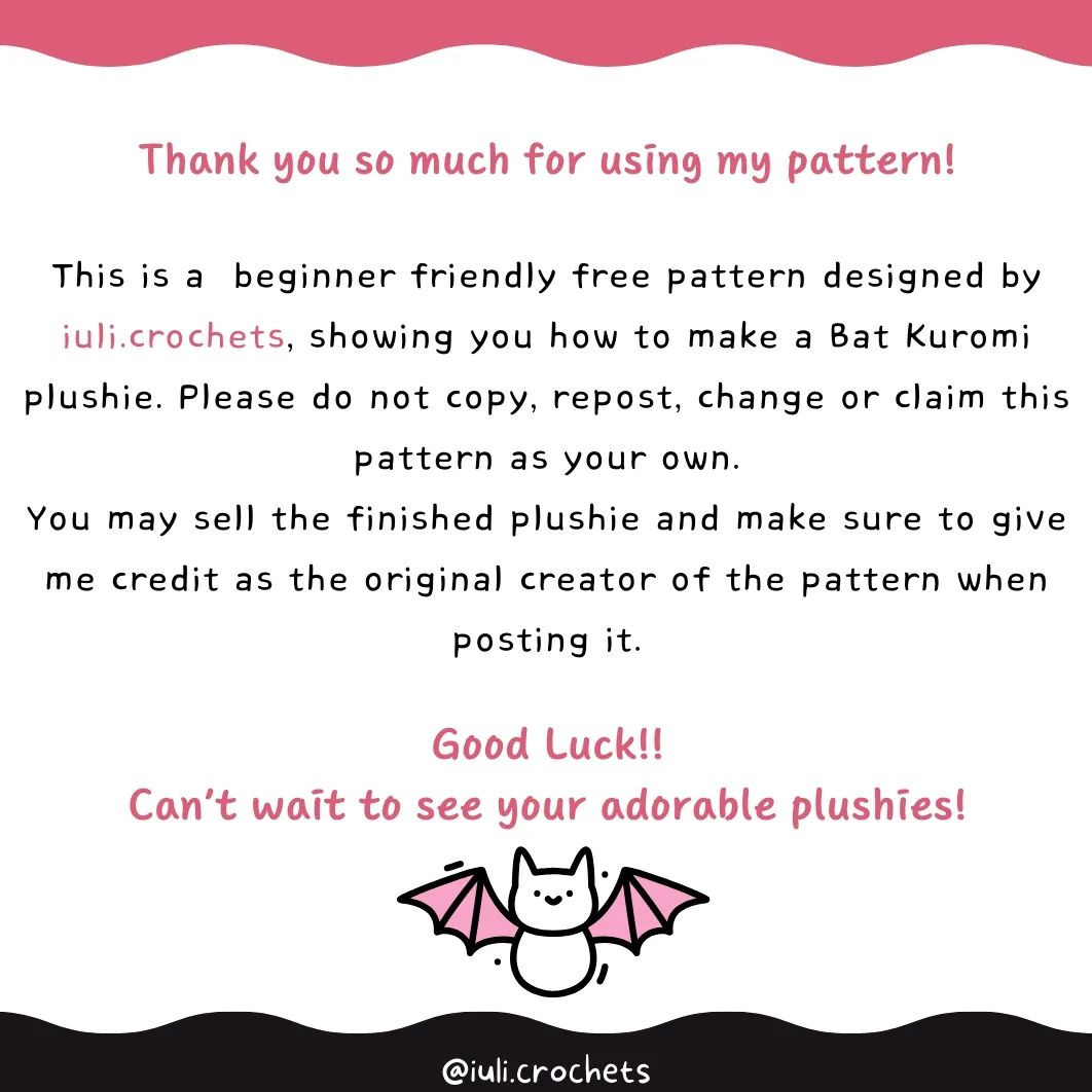 🩷🦇Bat Kuromi Free Pattern🦇🩷