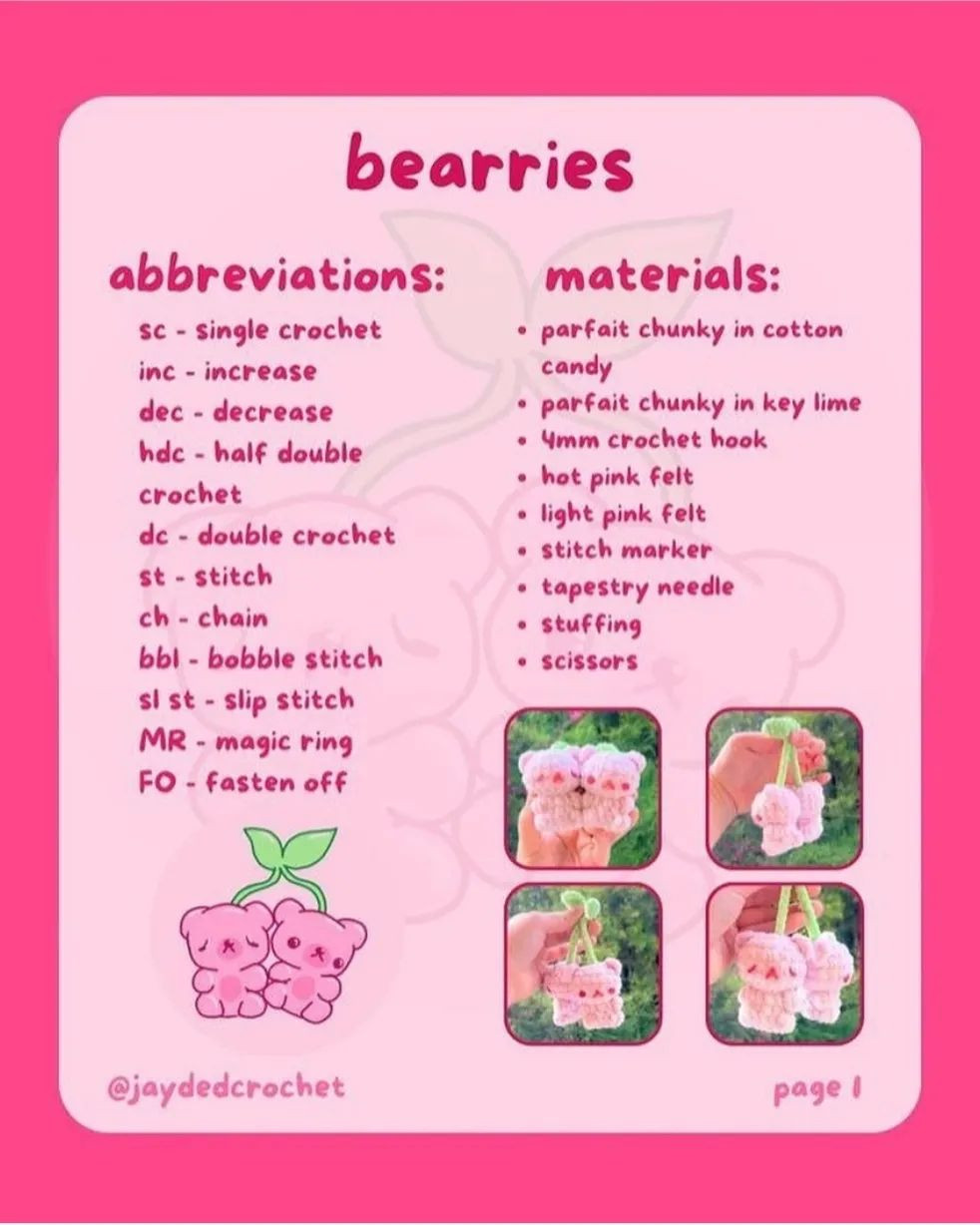 Bearries 🍒🐻 crochet pattern