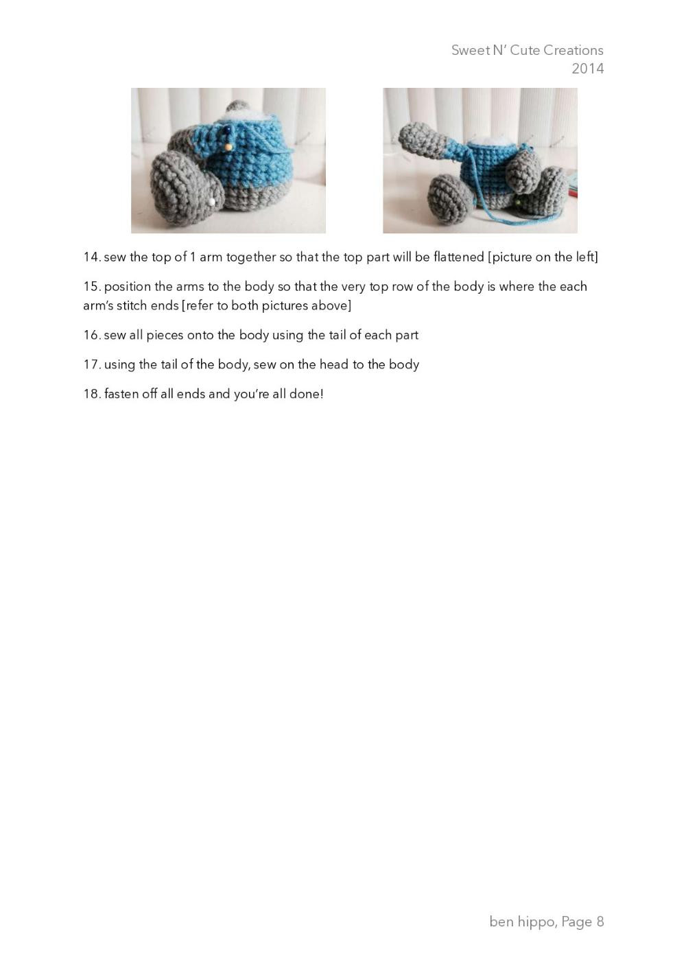 Ben Hippo amigurumi crochet pattern