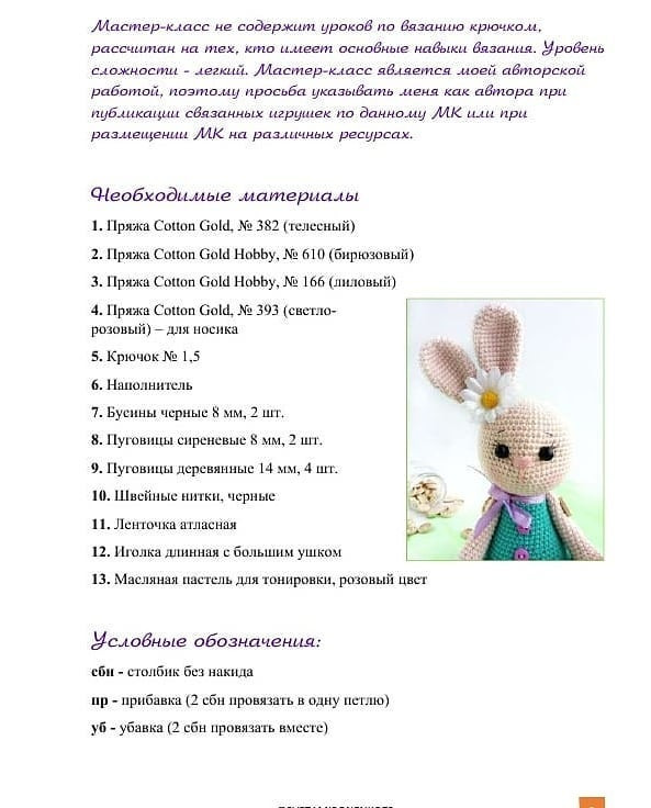 БЕСПЛАТНОЕ ОПИСАНИЕ ЗАЙКА "МАРТА"🐇