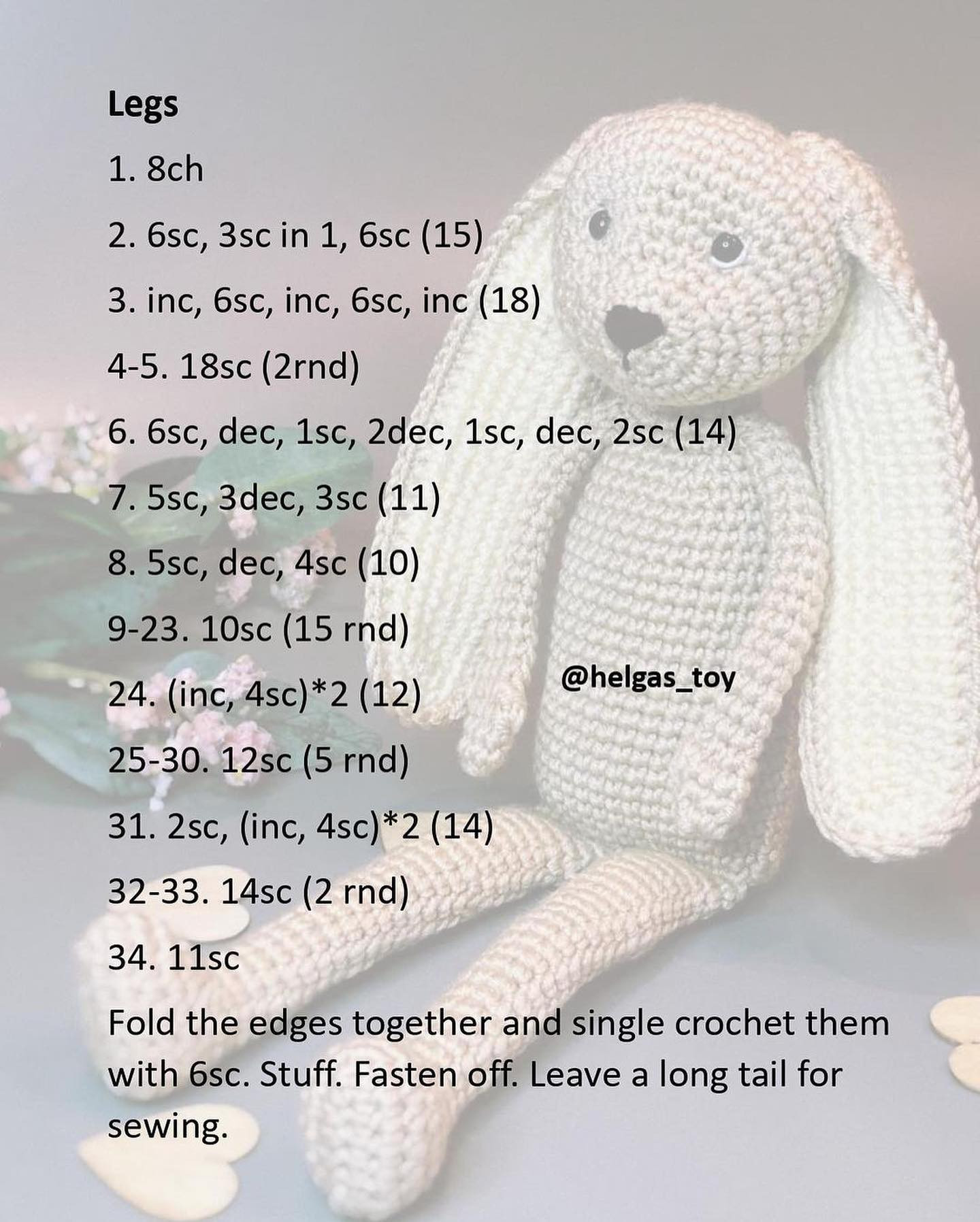 Brown long-eared rabbit crochet pattern