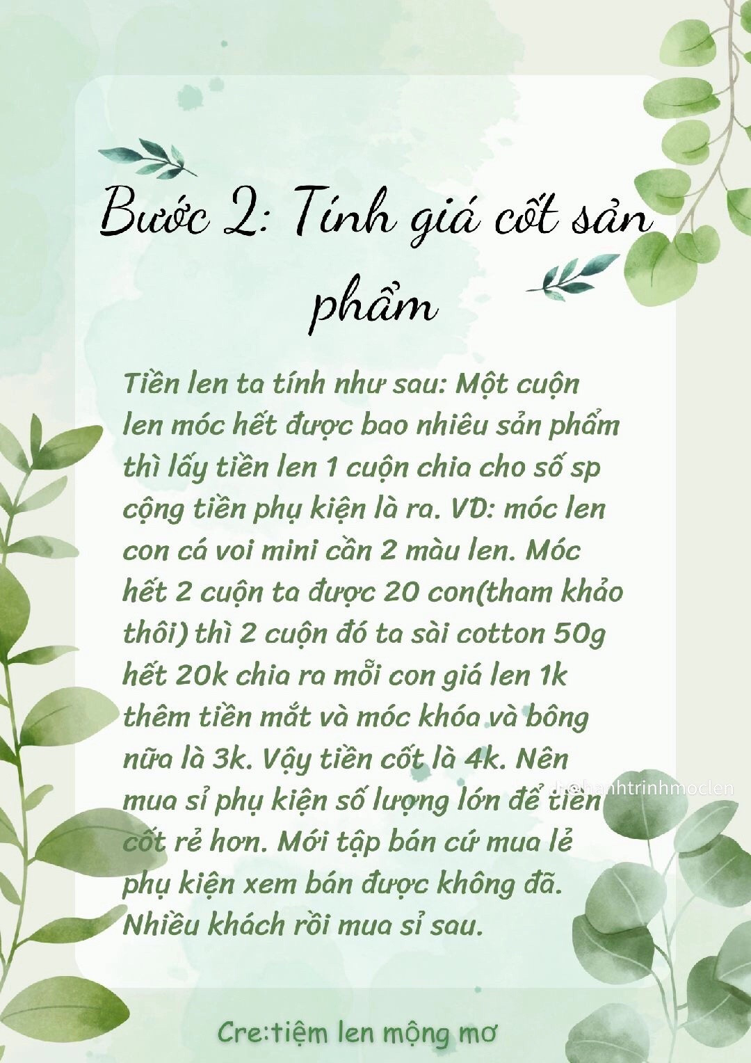 Cách tính tiền sản phẩm móc len