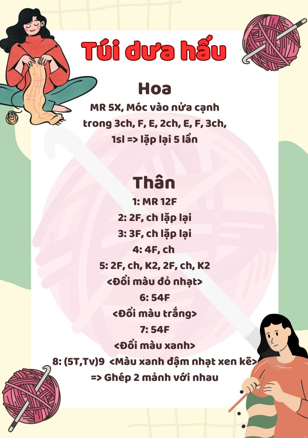 Chart hướng dẫn móc túi dưa hấu