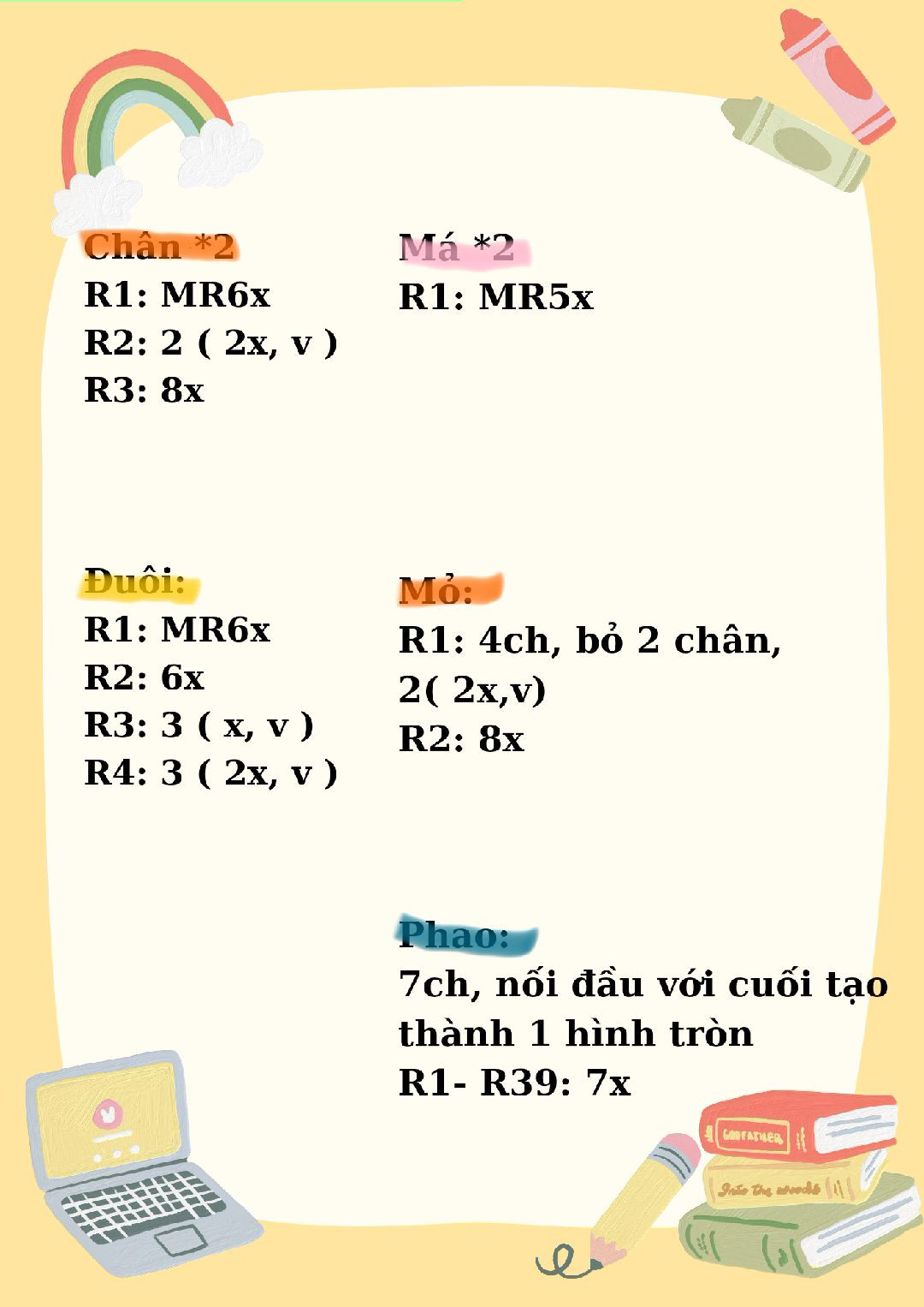 Chart hướng dẫn móc vịt mặc phao