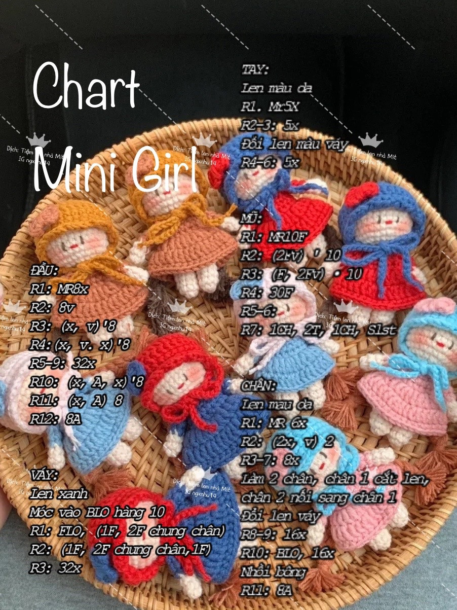 chart móc búp bê mini girl