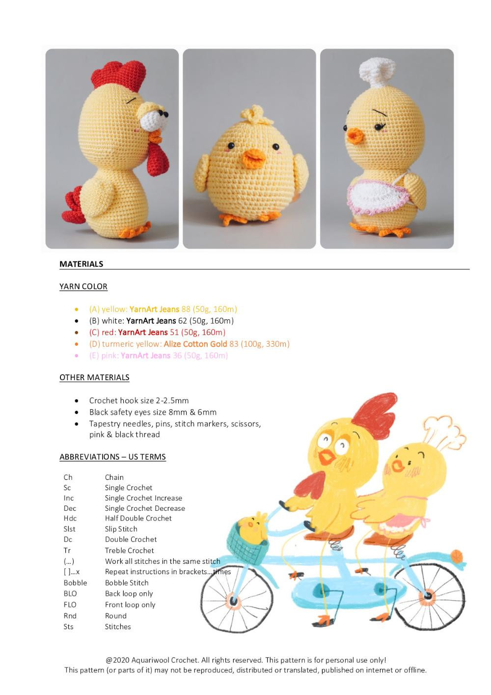 CHICKEN FAMILY crochet pattern