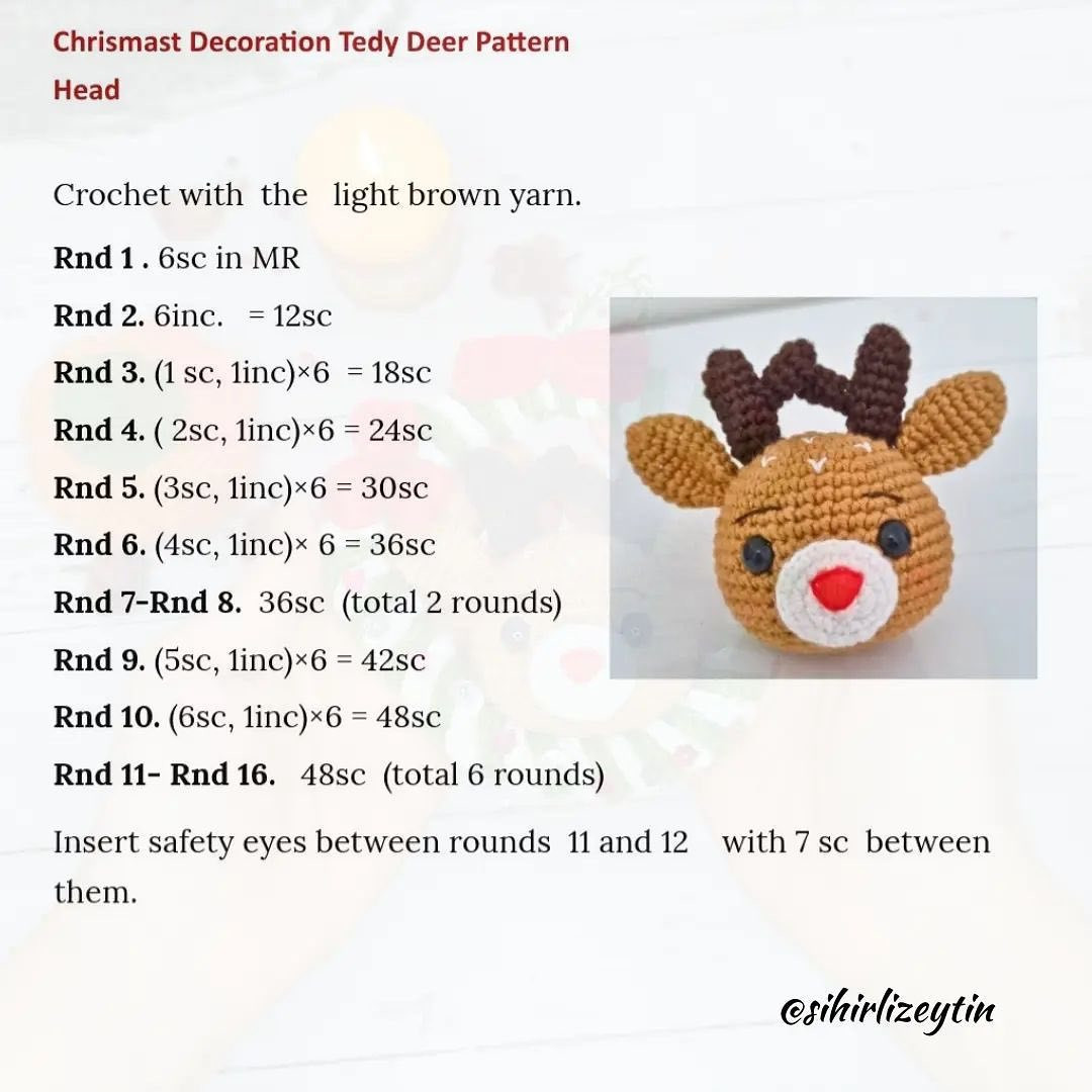 christmas decoration tedy deer pattern head