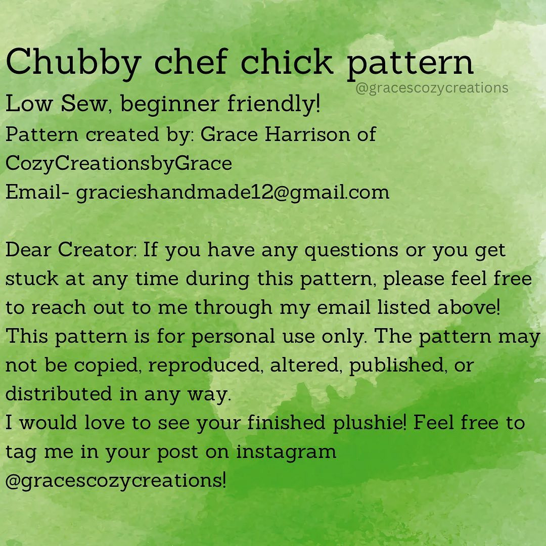 chubby chef chick free pattern