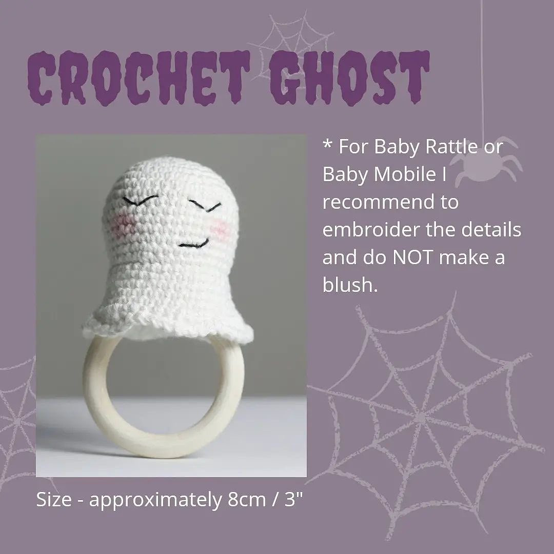 👻 Crochet Ghost 👻 Perfect for baby Rattle and baby mobile 🎃