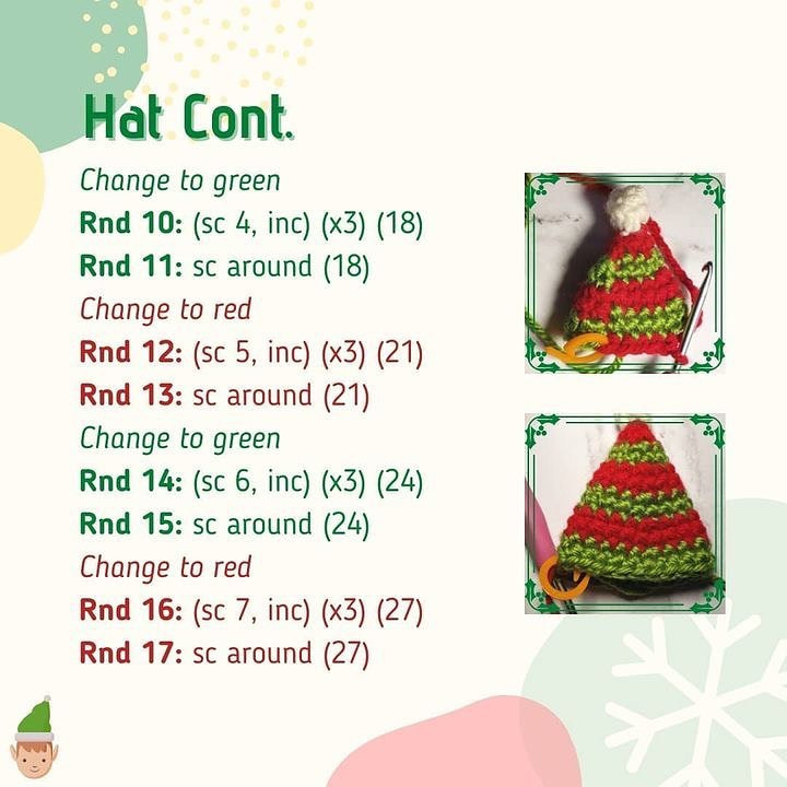 Crochet pattern for a doll's head to hang on a Christmas tree