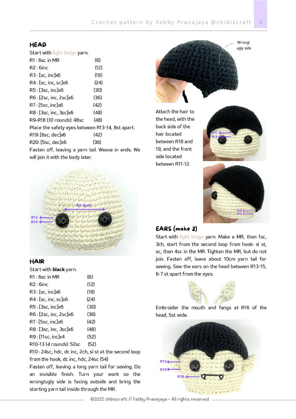 Crochet pattern | US crochet terms ENGLISH REVERSIBLE DRACULA CUPCAKE