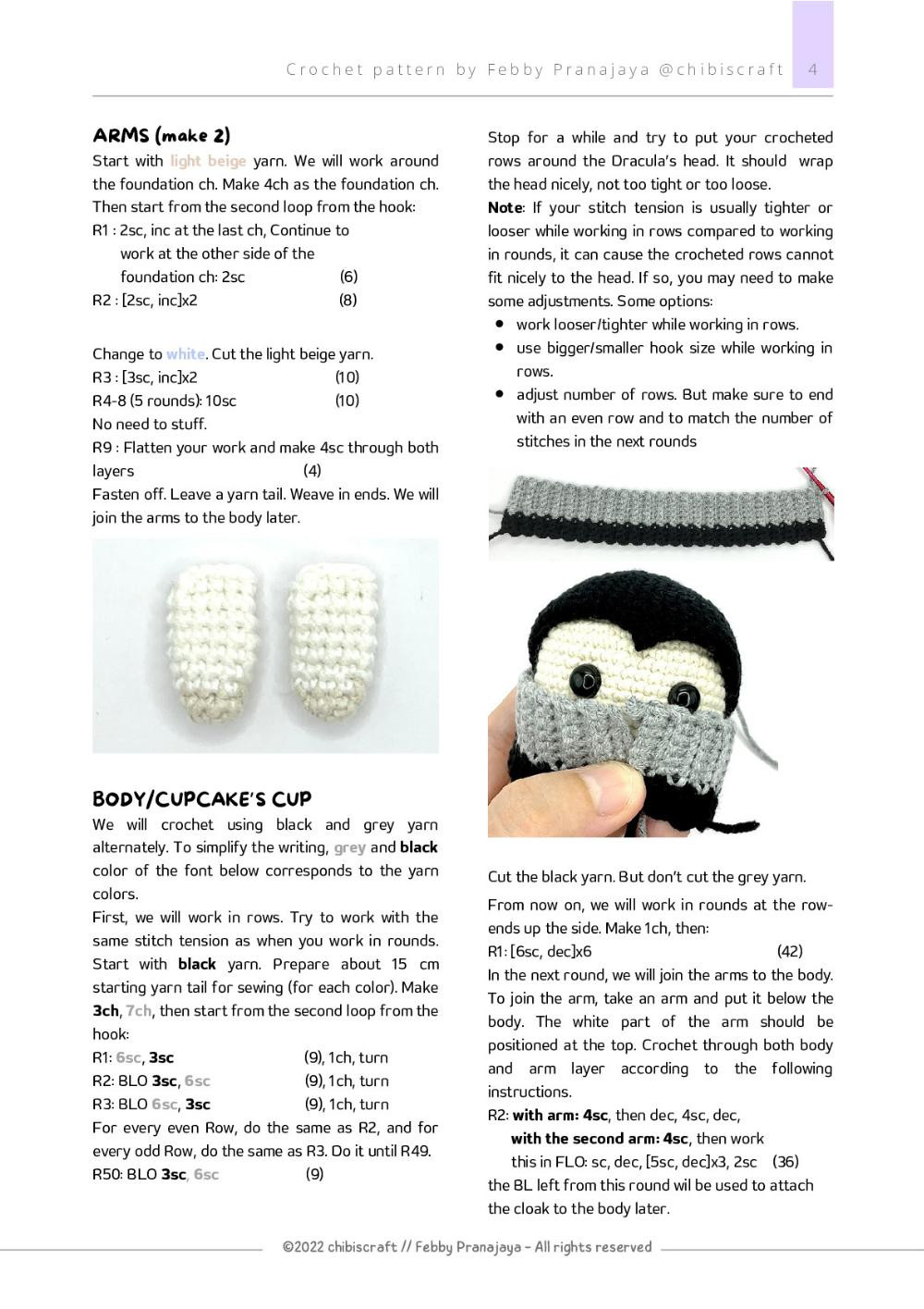 Crochet pattern | US crochet terms ENGLISH REVERSIBLE DRACULA CUPCAKE