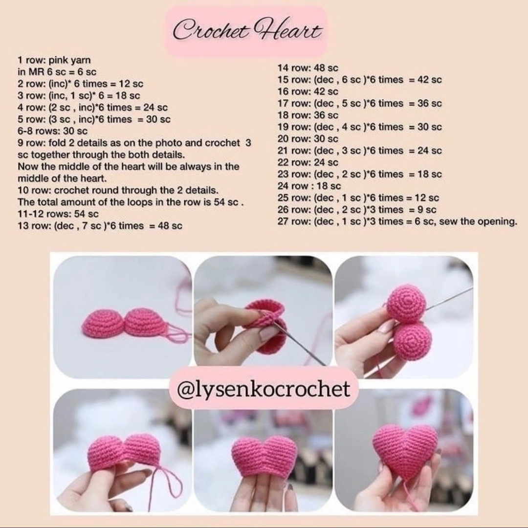 crochet pink heart pattern