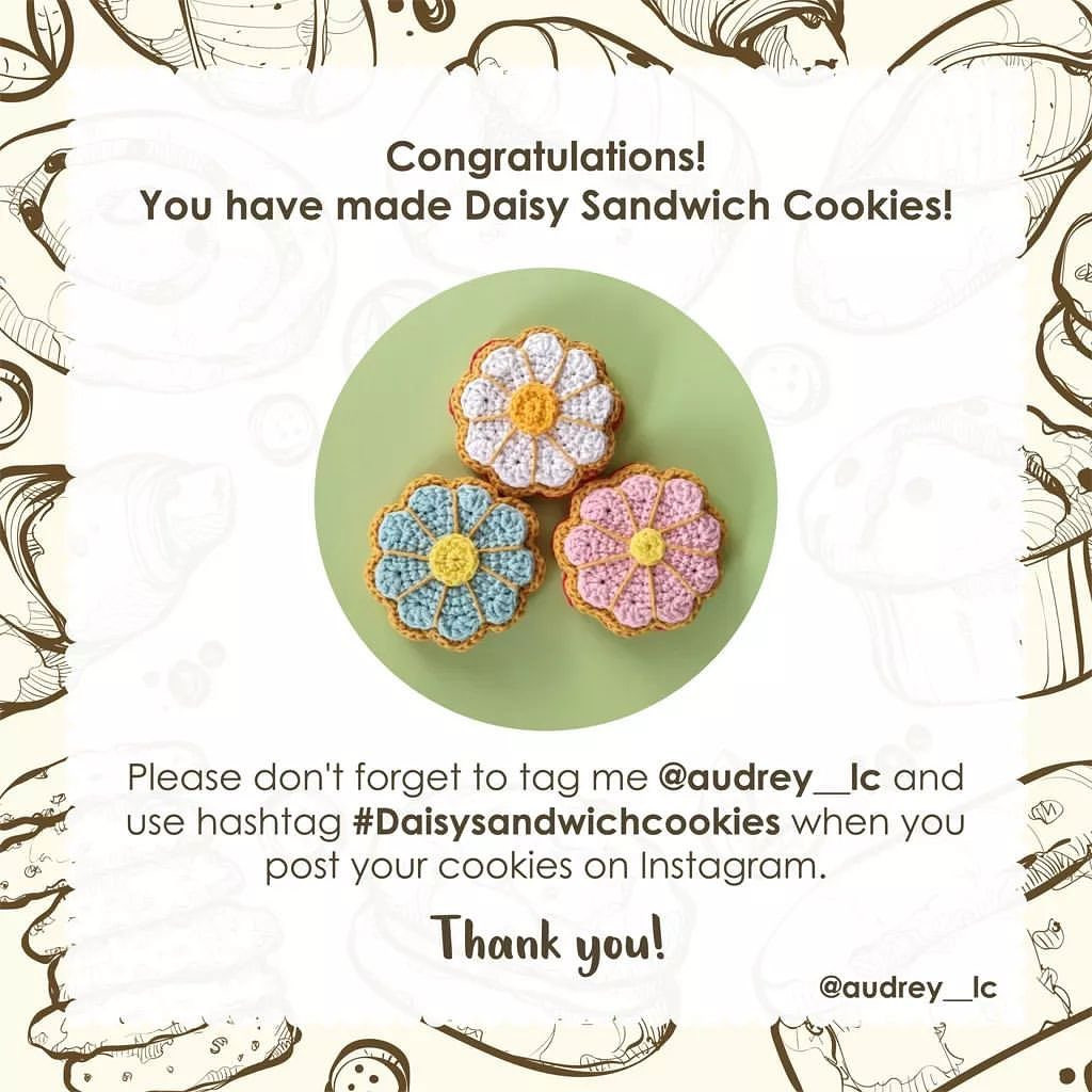 daisy sandwich cookies free crochet pattern