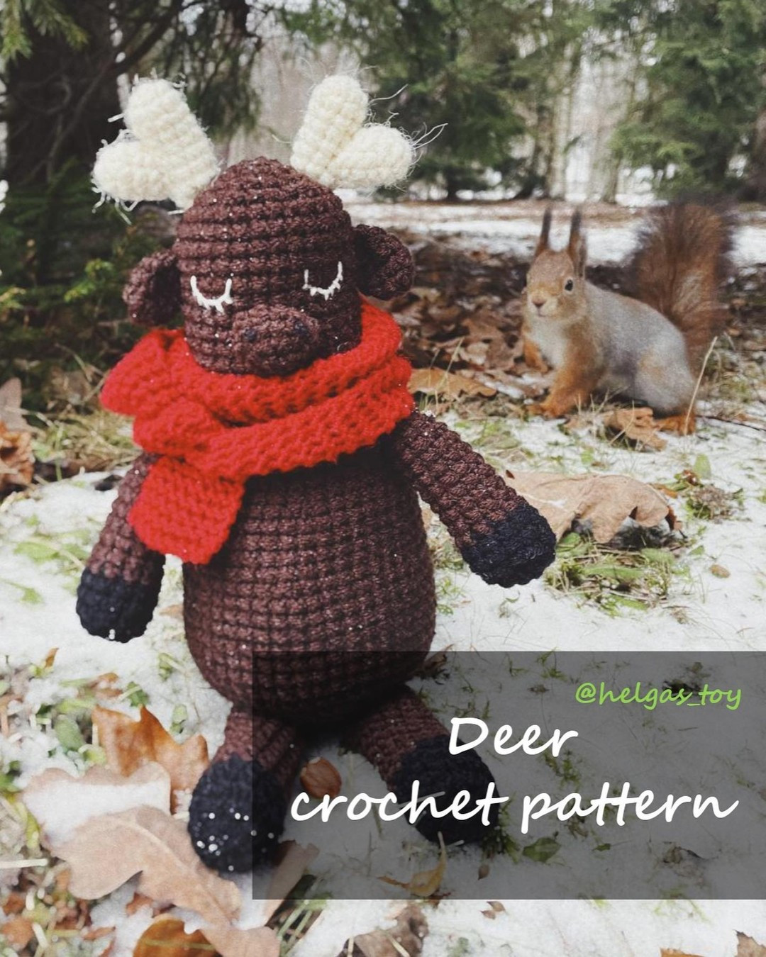 Deer wrapped in scarf crochet pattern